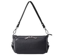 Karoukee Borsello Donna Piccolo in Vera Pelle Granulata - Borsa a Spalla Multiuso, Borsa a Tracolla con Organizzatore Portafoglio Integrato - 10 Tasche Carte, 2 Tracolle Rimovibili - Nero