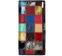 Karoukee Lungo Bifold Portafoglio in Vera Pelle da Donna, Patchwork Unico Pochette Colorato per Cellulare, Portafoglio Porta carte di credito di grande capacità, Porta monete con Kiss Lock