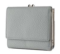 Karoukee Mini Portafoglio Trifold da Donna, Porta Carte con Blocco RFID per Donna, Portamonete Compatto in Vera Pelle con 8 Slot per Carte e Tasca Chiusura a Bacio - Blu Pallido