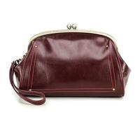 Karoukee Pochette da Donna in Vera Pelle, Portafoglio Vintage Multi-Scomparto, Borsa a Mano Elegante per Donna con Chiusura a Bacio, Clutch per Telefono Cellulare