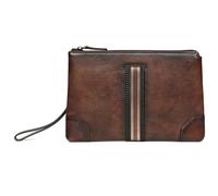 Karoukee Pochette in Pelle a Grana Piena per Uomo, Borsa a Mano Multiuso per Affari, Portafoglio Grande Alla Moda per Tablet 9.7, Borsa da Polso con Tracolla Rimovibile