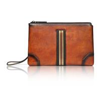 Karoukee Pochette in Pelle a Grana Piena per Uomo, Borsa a Mano Multiuso per Affari, Portafoglio Grande Alla Moda per Tablet 9.7, Borsa da Polso con Tracolla Rimovibile
