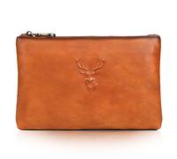 Karoukee Pochette in Pelle Conciata al Vegetale per Uomo, Borsa a Mano Multiuso per Affari, Borsa da Polso di Lusso, Portafoglio Grande, Clutch per Tablet 9.7 Pollici