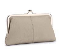 Karoukee Portafoglio da Donna in Vera Pelle Morbida, Pochette per Telefono Cellulare in Stile Vintage, Elegante Portamonete con 8 Scomparti per Carte, Chiusura Clic-Clac d'oro