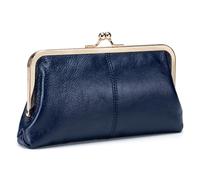 Karoukee Portafoglio da Donna in Vera Pelle, Portamonete Vintage per Donna con Chiusura a Bacio, Elegante Pochette Telefonica, Borsetta Piccola con Hardware Dorata