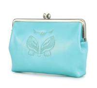 Karoukee Portafoglio Donna Capiente in Pelle di Capra Autentica - Borsellino Elegante - Pochette con Chiusura a Bacio, 12 Tasche Carte, Scomparto per Telefono da 6,7" - Azzurro