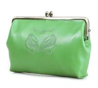 Karoukee Portafoglio Donna Capiente in Pelle di Capra Autentica - Borsellino Elegante - Pochette con Chiusura a Bacio, 12 Tasche Carte, Scomparto per Telefono da 6,7" - Smeraldo Verde