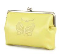 Karoukee Portafoglio Donna Capiente in Pelle di Capra Autentica - Borsellino Elegante - Pochette con Chiusura a Bacio, 12 Tasche Carte, Scomparto per Telefono da 6,7" - Limone Giallo