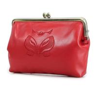 Karoukee Portafoglio Donna Capiente in Pelle di Capra Autentica - Borsellino Elegante - Pochette con Chiusura a Bacio, 12 Tasche Carte, Scomparto per Telefono da 6,7" - Anguria Rossa