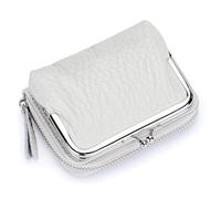 Karoukee Portafoglio Piccolo in Vera Pelle per Donna, Portamonete Kiss-Lock Staccabile, Portacarte di Credito con Blocco RFID a Zip, Portafoglio Elegante da Donna