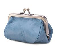 Karoukee Portamonete da Donna in Vera Pelle, Borsellino Kiss-Lock, Mini Portafoglio Vintage, Elegante Portamonete in Tinta Unita