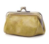Karoukee Portamonete da Donna in Vera Pelle, Borsellino Kiss-Lock, Mini Portafoglio Vintage, Elegante Portamonete in Tinta Unita