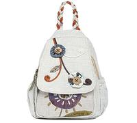 Karoukee Unico Fatto a Mano Moda Borsa a Zaino per Donna Elegante Leggero Viaggio Zainetto in Lino di Cotone Multiuso Convertibili Grande Zaini a Tracolla per il Tempo Libero, la Scuola, l'aria Aperta
