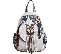 Karoukee Unico Fatto a Mano Moda Borsa a Zaino per Donna Elegante Leggero Viaggio Zainetto in Lino di Cotone Multiuso Convertibili Grande Zaini a Tracolla per il Tempo Libero, la Scuola, l'aria Aperta