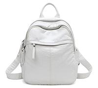 Karoukee Zaino da donna minimalista in morbida pelle bianca, zainetto da viaggio elegante ed elegante, zaino da scuola multitasche leggero, design semplice