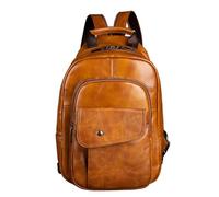 Karoukee Zaino Moda Vintage per Uomo, Zaino Monospalla in Vera Pelle Morbida, Borsa a Tracolla Multitasche, Borsa da Petto Media Convertibile Daypack