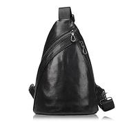 Karoukee Zaino Monospalla in Vera Pelle per Uomo, Borsa a Tracolla Moderna per Motociclisti, Borse a Spalla da Viaggio per Uomo, Borsa Petto Versatile di Moda