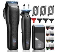 Karret, set di tagliacapelli professionali 3 in 1, da uomo, tagliacapelli professionale, rasoio T-Shaper e rasoio a lamina, tagliacapelli senza fili e set per la toelettatura, kit regalo per taglio