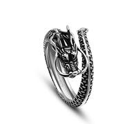 Karriter Anello in Argento 925 da Uomo in Stile Vintage Originale Anello Drago in Argento con Apertura a Regolazione Libera Gioielli Rock Unisex