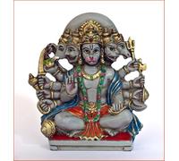 Karrmas Panchmukhi Hanuman Murti | Resina grigio lava 14 cm 450 grammi | Decorazione spirituale per la casa o l'ufficio Pooja | Idolo Hanuman vintage per la decorazione della tavola