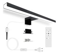 Karrong Lampada da specchio da bagno, 40 cm, 12 W, nera, con interruttore, telecomando