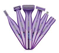 Karrte Rasoio elettrico 6 in 1 per peli pubici da donna, rasoio per il corpo indolore ed epilatore facciale, depilazione per viso, trimmer bikini per donne area privata viola
