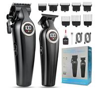 Karrte Tagliacapelli professionale da uomo, set di tagliacapelli e tagliacapelli da barbiere, elettrico senza fili, con display a LED, kit da barbiere e set per la toelettatura