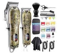 Karrte® Tagliacapelli professionale da uomo, tagliacapelli da barbiere, set di tagliacapelli senza fili, kit per taglio di capelli con lama a T Zero Gapped ricaricabile display LED regolabile