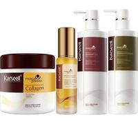 Karseell MACA CARE SYSTEM Maschera Capillare Collagene + Siero Olio Argan + Shampoo Idratante + Balsamo Riparatore Anticrespo Maca Cocco Capelli Secchi Danneggiati Senza Solfati Tutti Tipi Capelli
