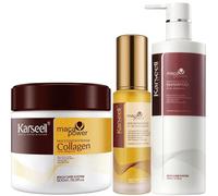 Karseell MACA CARE SYSTEM Maschera Collagene + Siero Olio Argan + Shampoo Idratante Riparatore Nutriente Lucentezza Anticrespo Maca Cocco Capelli Secchi Danneggiati Fragili Senza Solfati Tutti Capelli