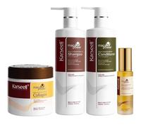 Karseell MACA CARE SYSTEM Set Maschera Capelli Collagene + Olio di Argan + Shampoo + Balsamo Riparazione Nutrizione Intensa Anticrespo Cocco Capelli Secchi Danneggiati Senza Solfati 3x500ml + 50ml