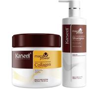 Karseell MACA CARE SYSTEM Set Maschera Capelli Professionale Collagene 500ml + Shampoo Maca 500ml Riparazione Capillare Idratazione Profonda Brillantezza Capelli Secchi Danneggiati Maca Olio di Argan