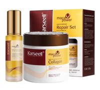 KARSEELL Maschera per capelli in confezione da 500 ml. + Olio di Argan per Capelli 50 ml. Balsamo Idratante Profondo per Capelli Secchi e Danneggiati - Trattamento Riparatore Intenso con Collagene -
