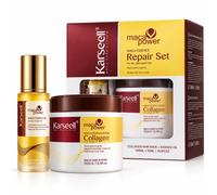 KARSEELL Pack Maschera Capelli al Collagene 500 ml + Siero all'Olio di Argan 50 ml Olio di Cocco Avocado Burro di Karité Idratazione Profonda Nutrizione Intensa Riparazione Trattamento Intensivo