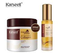 Karseell Trattamento per capelli al collagene Maschera per capelli a riparazione profonda 500 ml + Siero per capelli all'olio di argan 50 ml per capelli secchi e danneggiati Tutti i tipi di capelli