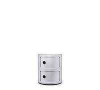Kartell Componibili Contenitore 2 Elementi, Base Tonda, ABS, Argento, 32 x 32 x 40 cm