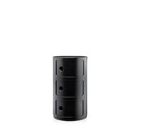 Kartell Componibili Contenitore 3 Elementi, ABS, Base Tonda, Nero, 32 x 32 x 58.5 cm