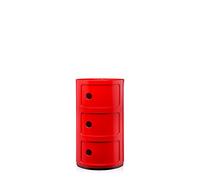 Kartell Componibili Contenitore 3 Elementi, ABS, Base Tonda, Rosso, 32 x 32 x 58.5 cm