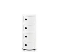 Kartell Componibili Contenitore 4 Elementi, ABS, Base Tonda, Bianco, 32 x 32 x 77 cm