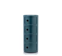 Kartell Componibili Contenitore 4 Elementi, Base Tonda, ABS, Blu, 32 x 32 x 77 cm