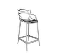 Kartell Masters Stool Sgabello, Tecnopolimero termoplastico Riciclato con Carica Minerale e Metallizzato, Cromato, H. 65, Metallizzato