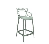 Kartell Masters Stool Sgabello, Tecnopolimero termoplastico Riciclato con Carica Minerale e Trattamento Soft-Touch, Verde(Salvia), H. 65, Opaco