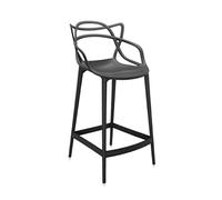 Kartell Masters Stool Sgabello, Tecnopolimero termoplastico Riciclato con Carica Minerale e Trattamento Soft-Touch, Nero, H. 75, Opaco