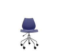 Kartell Maui 2878/3M, Sedia Senza Braccioli Girevole Con ruote, Blu Marino, Standard
