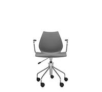 Kartell Maui Poltroncina con Braccioli Girevole, Con braccioli e ruote, Antracite, Standard
