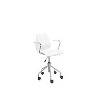 Kartell Maui Poltroncina con Braccioli Girevole, Con braccioli e ruote, Bianco Zinco, Standard