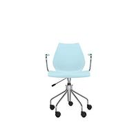 Kartell Maui Poltroncina Girevole Con braccioli e ruote, Grigio Azzurro Chiaro, Standard