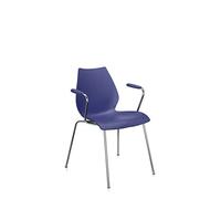 Kartell Maui Sedia con Braccioli da Ufficio con Braccioli, Set da 2 Con braccioli, Blu Marino, Standard