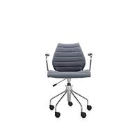 Kartell Maui Soft, Poltroncina Girevole, Con braccioli e ruote, Sed.Trevira Grigio, Soft