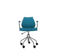 Kartell Maui Soft, Poltroncina Girevole, Con braccioli e ruote, Sed.Trevira Ottanio, Soft